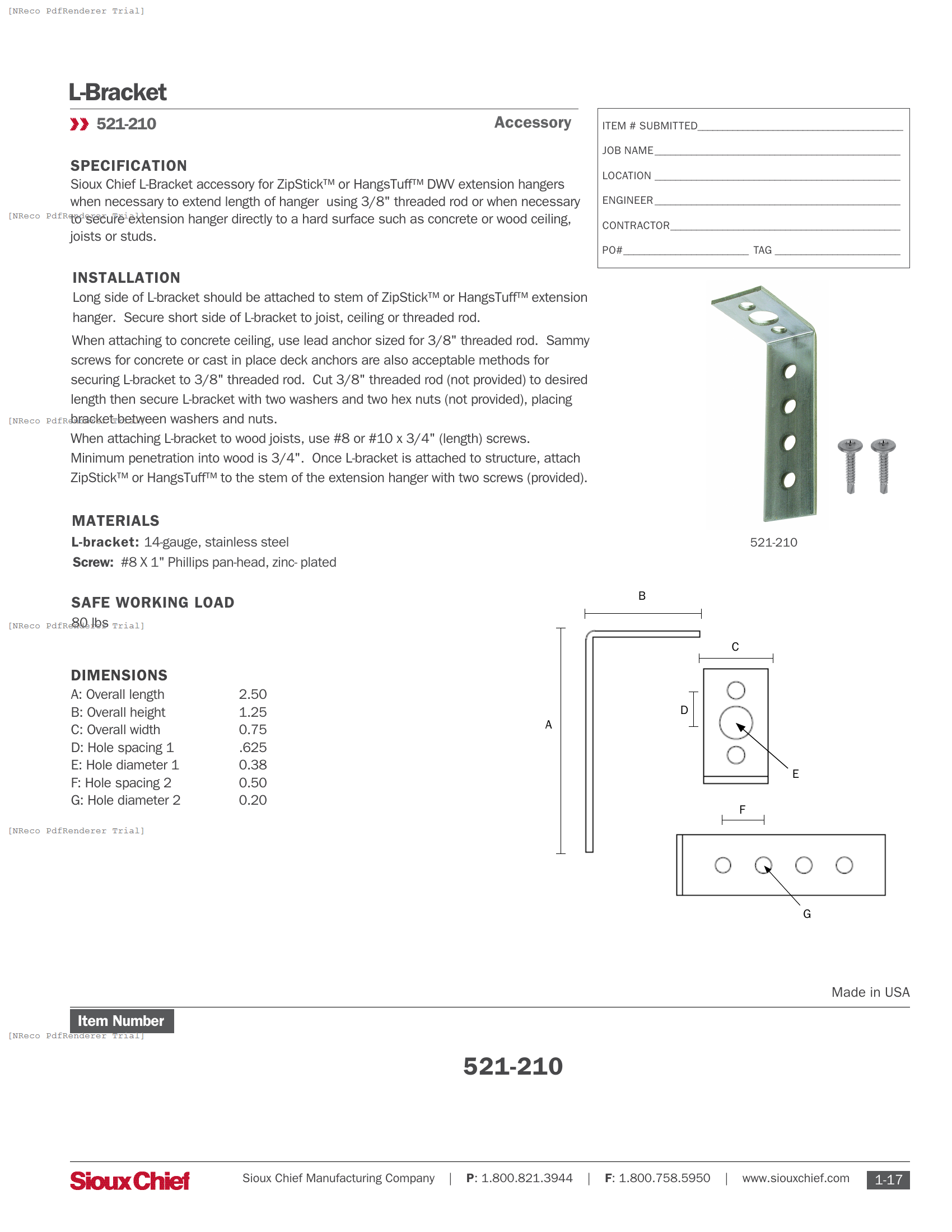 521-210 - L-BRACKET - SPEC SHEET.PDF Specification Document